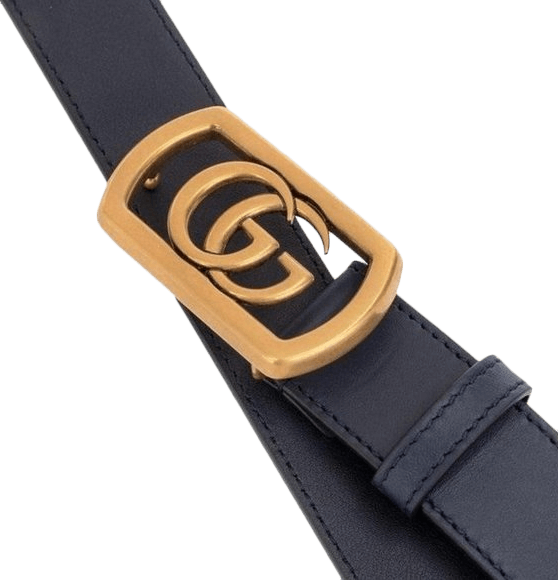 leather belt with framed double g