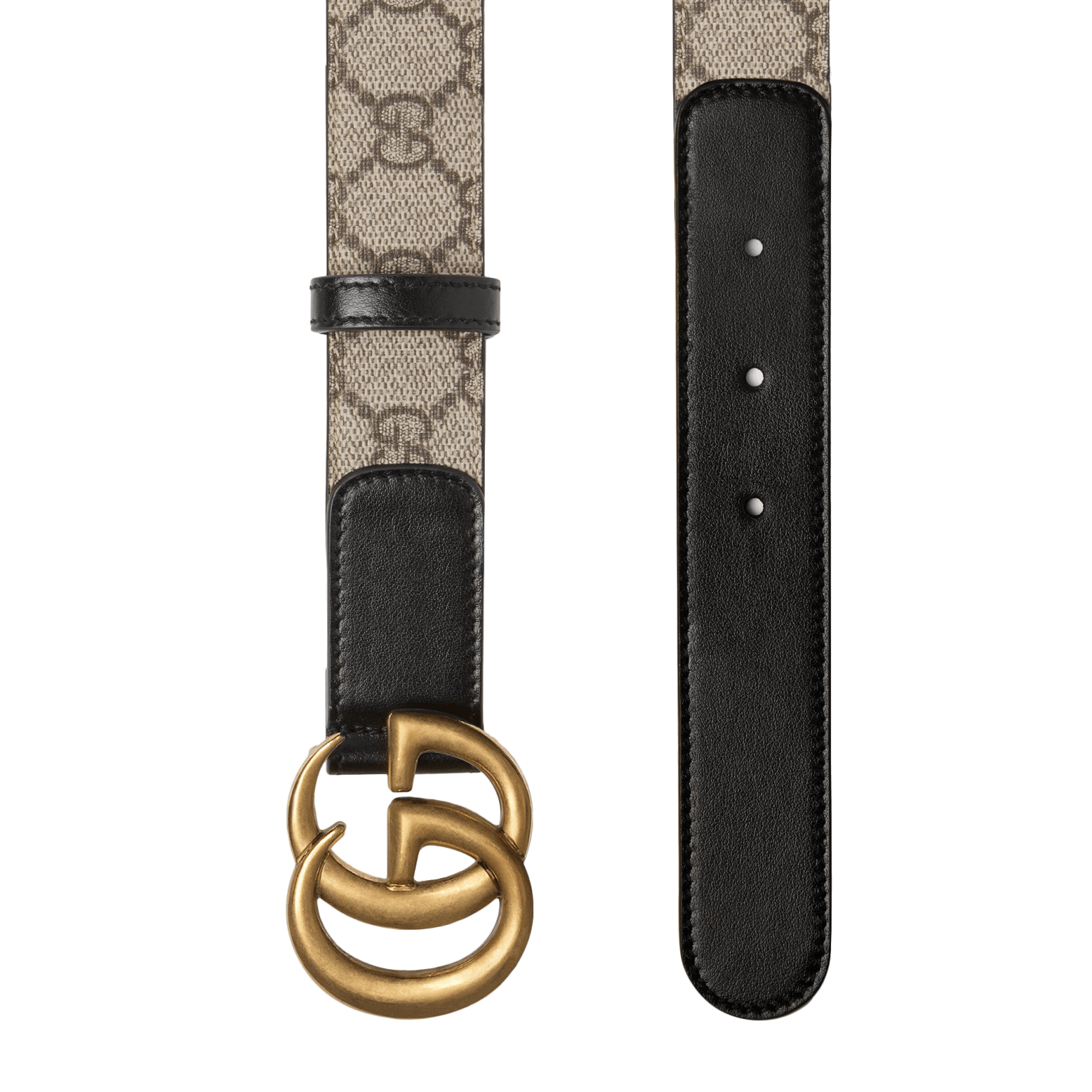 thin patent double g belt