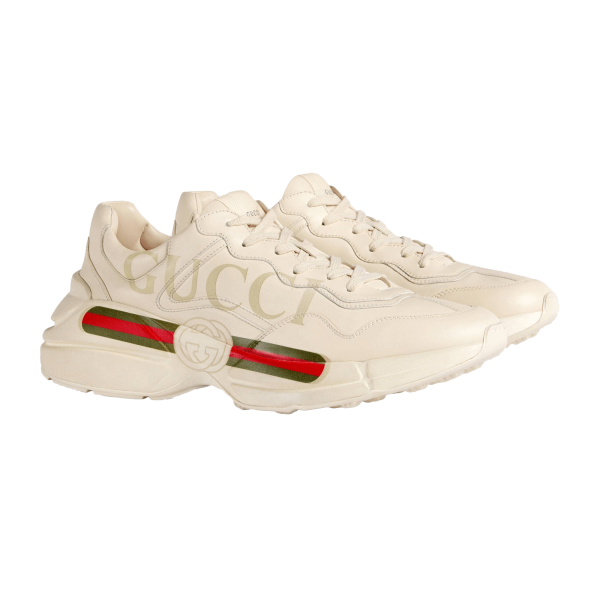 Gucci Men's Rhyton Gucci Logo Leather Sneaker at Enigma Boutique