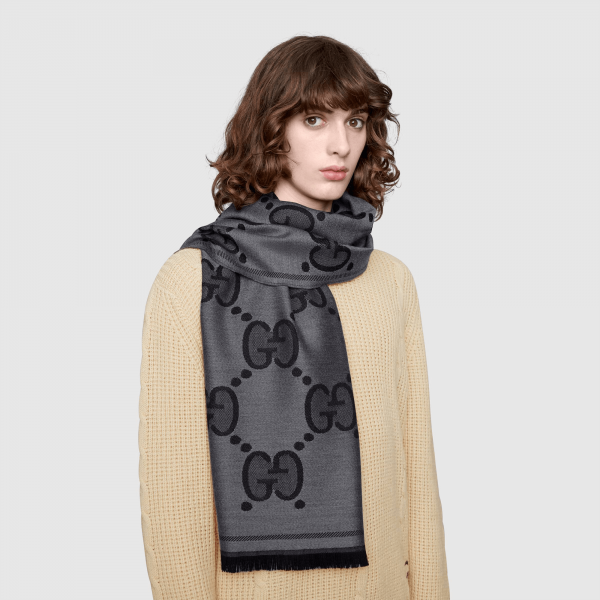 Gucci GG Wool Jacquard Scarf at Enigma Boutique