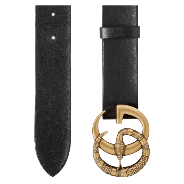Gucci Leather Belt With Double G Buckle With Snake at Enigma Boutique