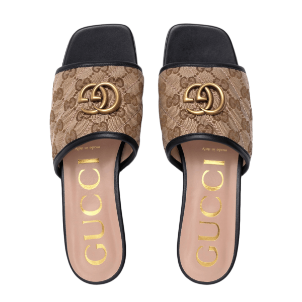 Gucci Women's GG Matelassé Canvas Slide Sandal at Enigma Boutique