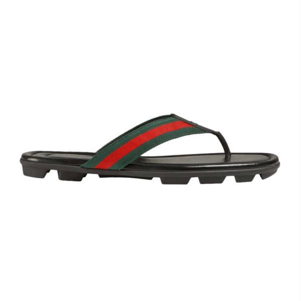 Gucci Web And Leather Thong Sandal at Enigma Boutique
