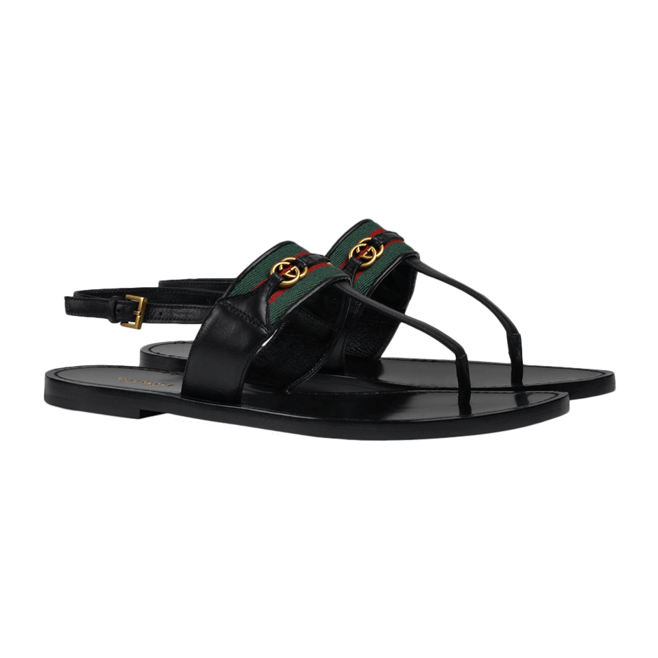 web and leather thong sandal
