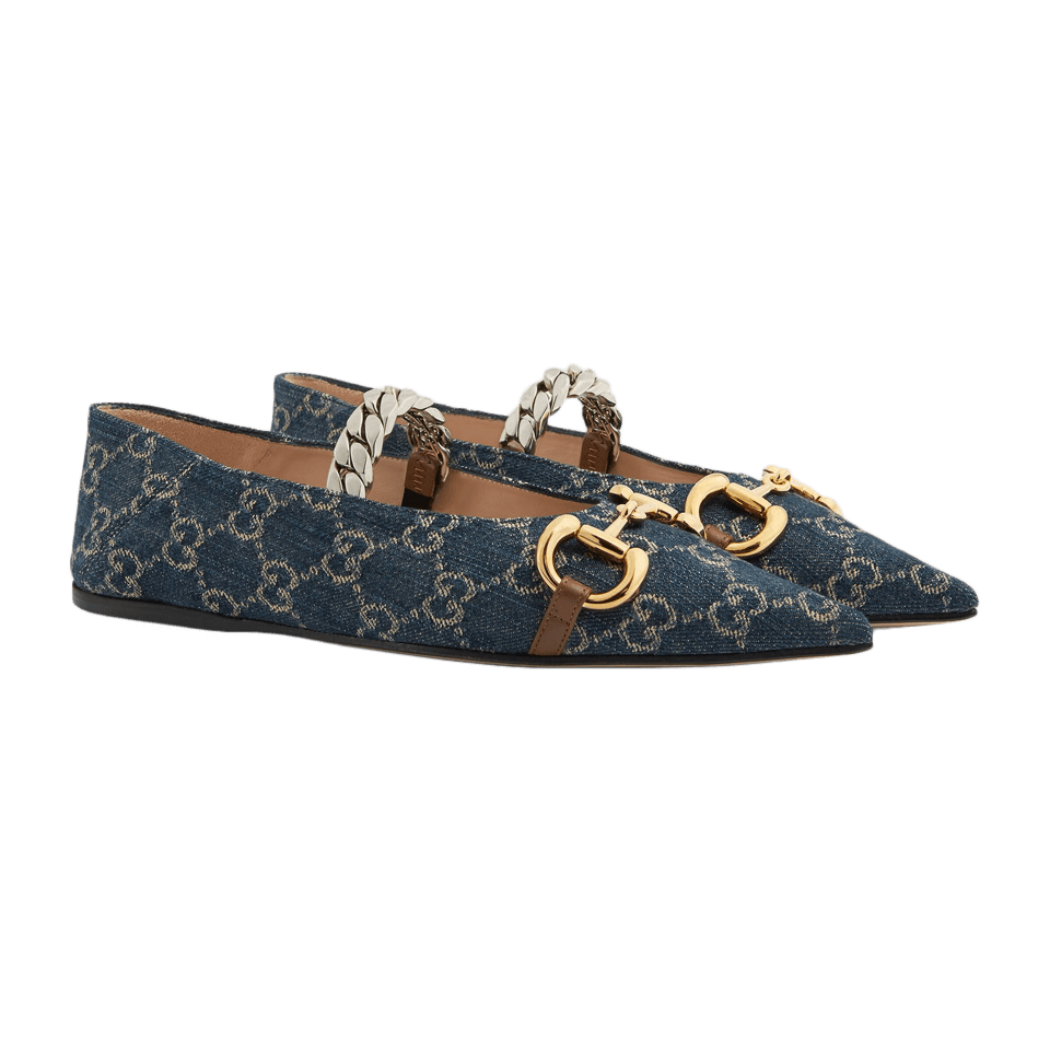 women's leather ballet flat with horsebit