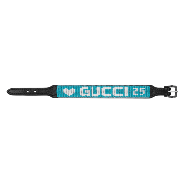 Gucci Leather Beaded 'Gucci' Bracelet - Image 3