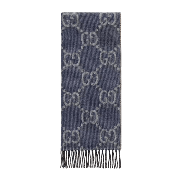 GG Jacquard Knit Scarf With Tassels at Enigma Boutique