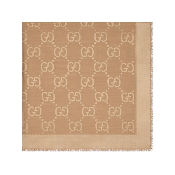 Gucci GG Jacquard Silk Wool Shawl