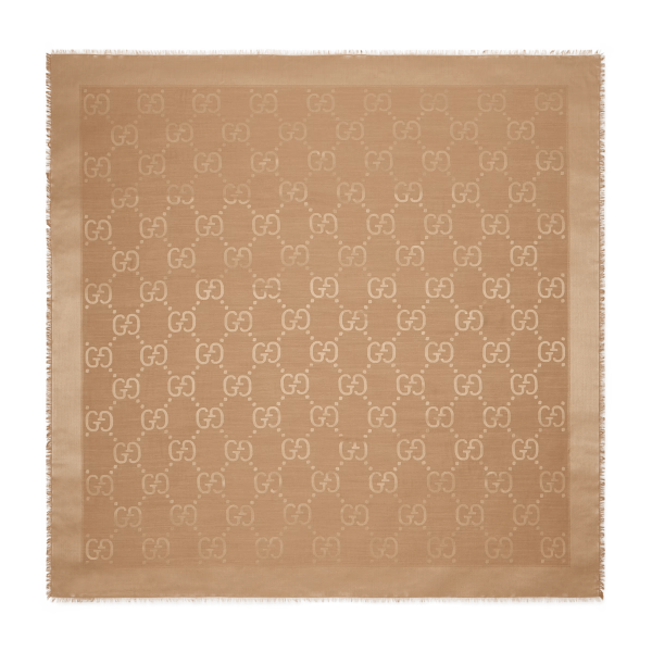 Gucci GG Jacquard Silk Wool Shawl - Image 2