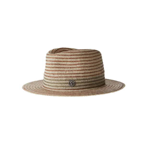 André Multicolor Fedora Hat In Juta Straw And Linen at Enigma Boutique