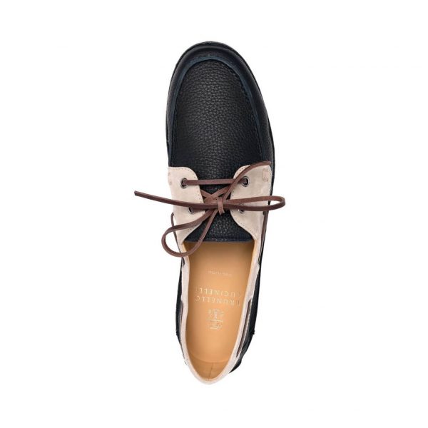 Brunello Cucinelli Leather Two-tone Boat Shoes at Enigma Boutique