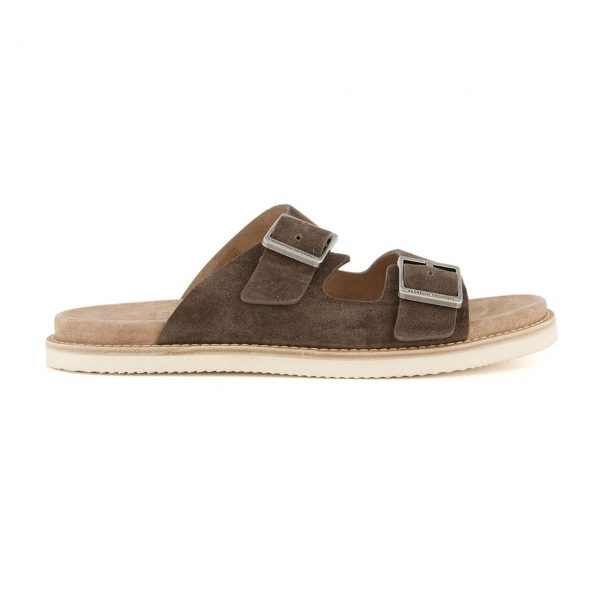 Brunello Cucinelli Washed Suede Urban Slides at Enigma Boutique