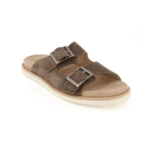 Brunello Cucinelli Washed Suede Urban Slides at Enigma Boutique