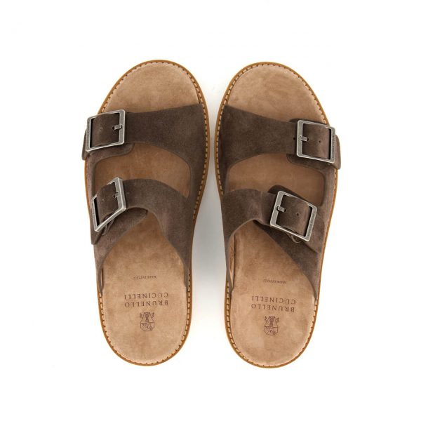 Brunello Cucinelli Washed Suede Urban Slides at Enigma Boutique