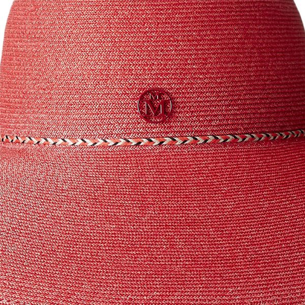 Maison Michel Blanche, Red Capeline Straw Hat at Enigma Boutique