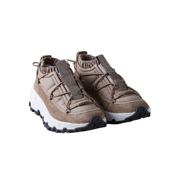 Brunello Cucinelli Suede Trekk Runners With Precious Detail at Enigma Boutique