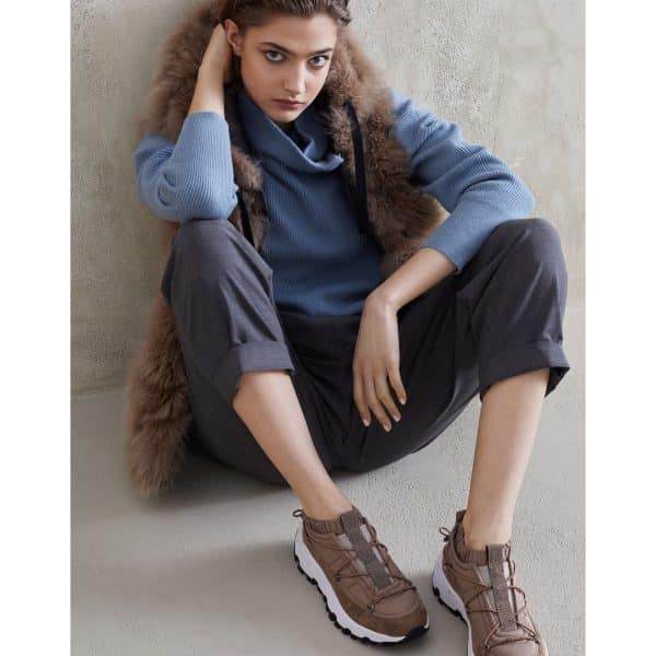 Brunello Cucinelli Suede Trekk Runners With Precious Detail at Enigma Boutique