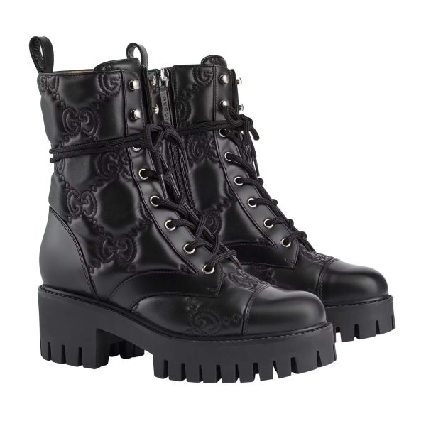 Gucci Women's GG Matelassé Lace-up Boot at Enigma Boutique