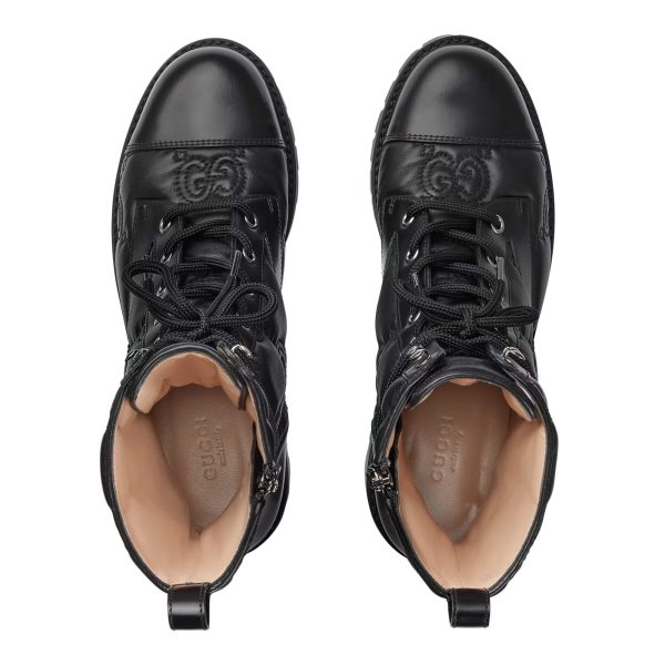 Gucci Women's GG Matelassé Lace-up Boot - Image 4