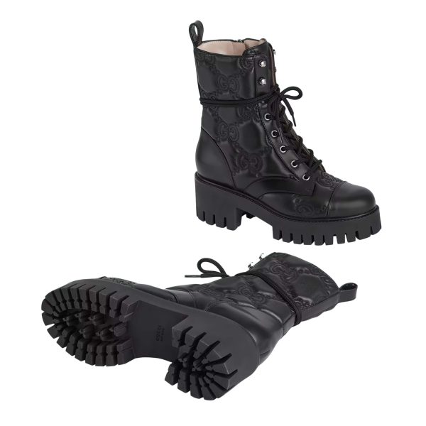 Gucci Women's GG Matelassé Lace-up Boot at Enigma Boutique