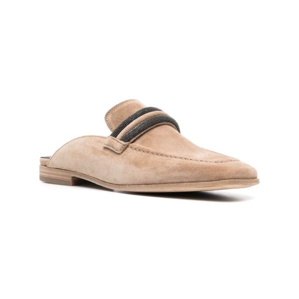 Brunello Cucinelli Suede Slip-on Loafers With Precious Bands at Enigma Boutique