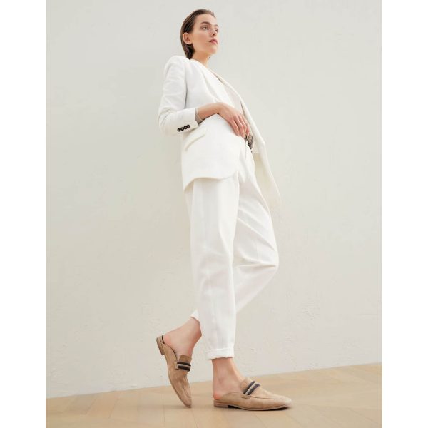 Brunello Cucinelli Suede Slip-on Loafers With Precious Bands at Enigma Boutique