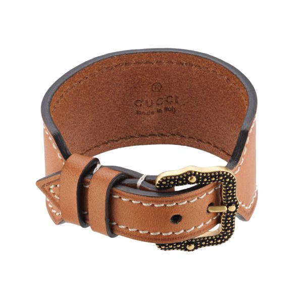 Gucci Leather Bracelet With Lion Head - Image 4