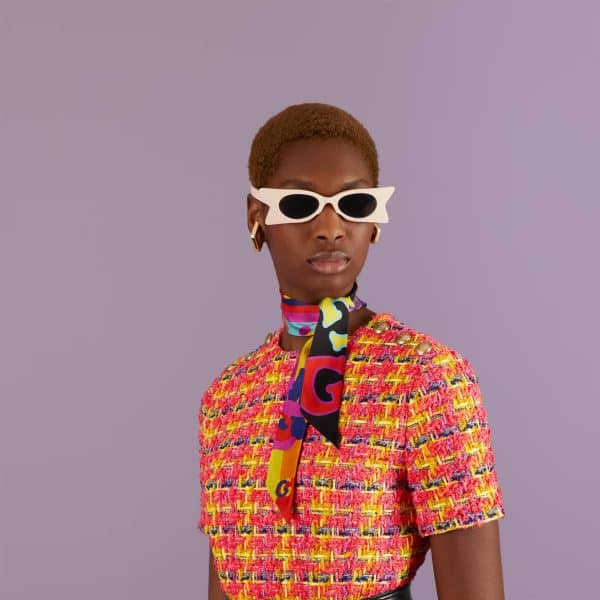 Gucci Pop Print Silk Neck Bow at Enigma Boutique