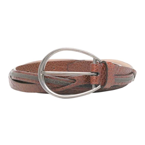 Brunello Cucinelli Leather Belt With Monili at Enigma Boutique