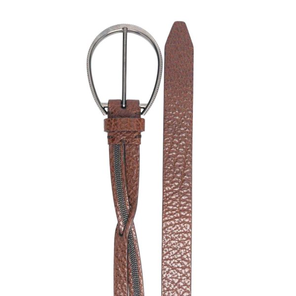 Brunello Cucinelli Leather Belt With Monili at Enigma Boutique