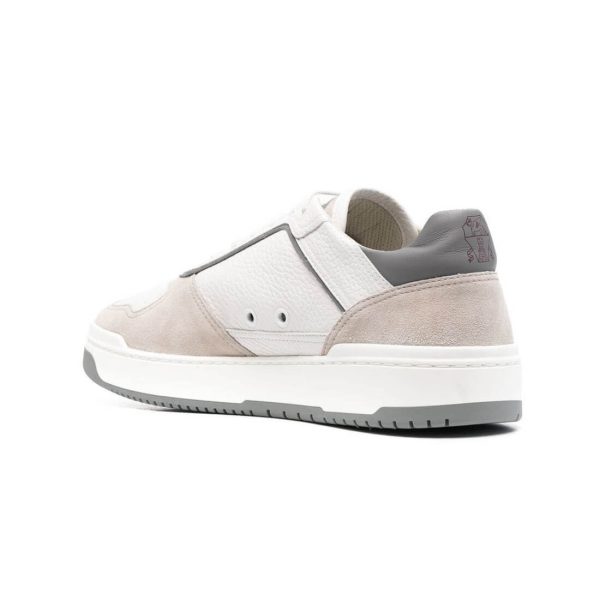 Brunello Cucinelli Grained Calfskin And Suede Basket Sneakers at Enigma Boutique