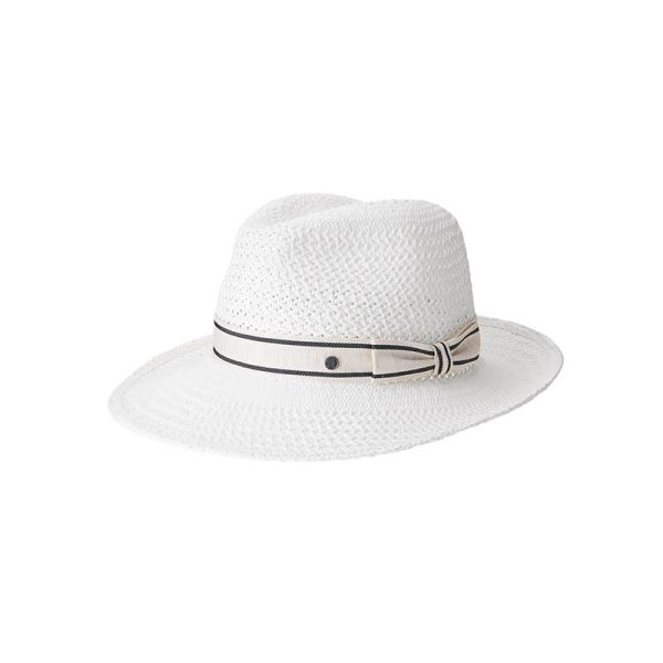 Maison Michel Eric Trillby Hat In Brisa Straw With Maison Michel Logo at Enigma Boutique