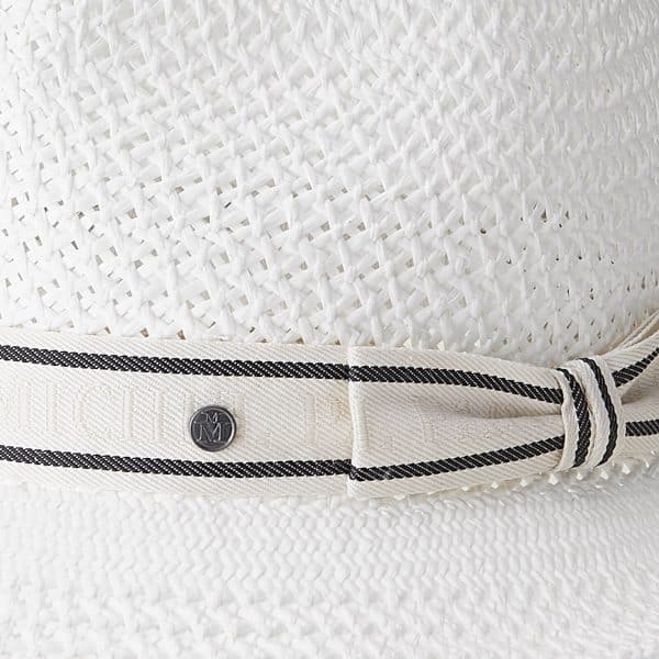 Maison Michel Eric Trillby Hat In Brisa Straw With Maison Michel Logo at Enigma Boutique