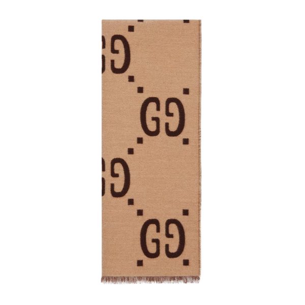 Gucci GG Jacquard Wool Silk Scarf