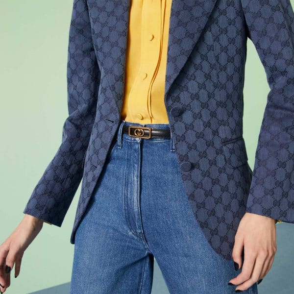 Gucci Thin Belt With Interlocking G Buckle - Image 4
