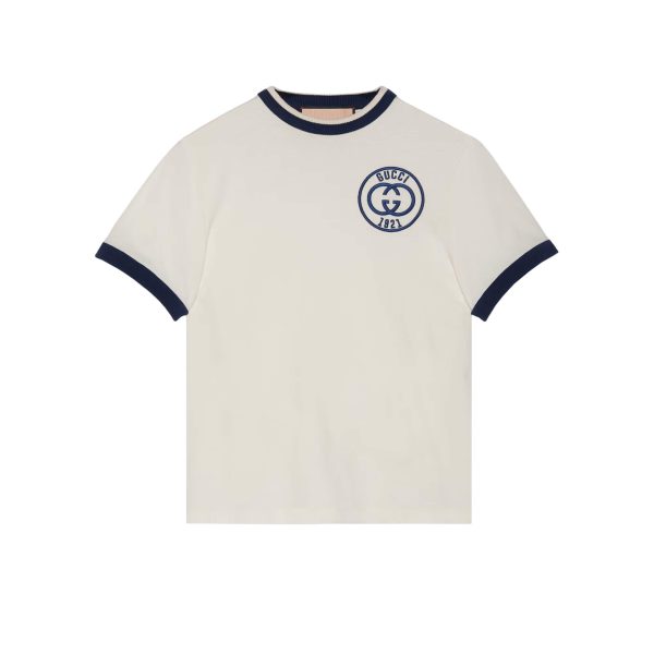 Gucci Cotton Jersey T-shirt With Gucci Embroidery at Enigma Boutique