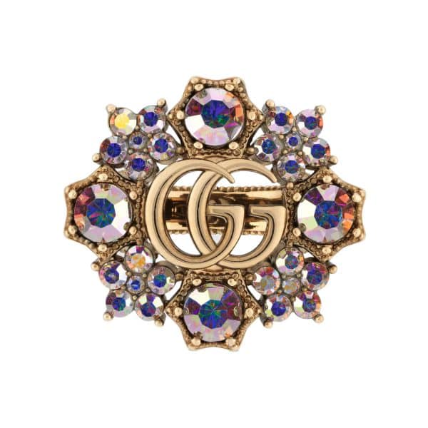Gucci Double G Crystal Flower Ring