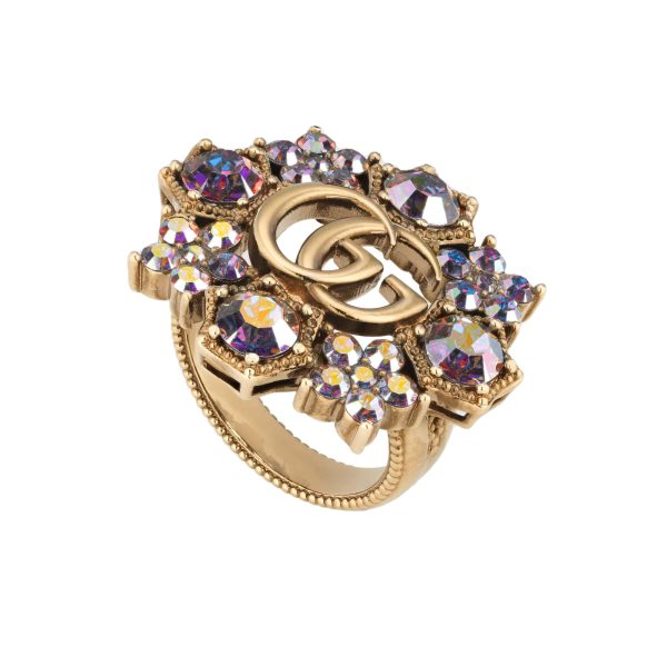 Gucci Double G Crystal Flower Ring - Image 2