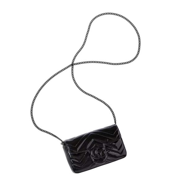 Gucci GG Marmont Patent Super Mini Bag at Enigma Boutique