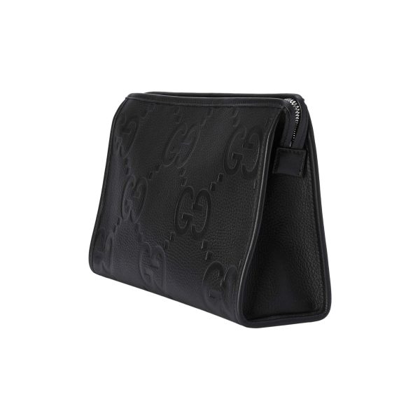 Gucci GG Jumbo Medium Pouch In Black Leather - Image 2