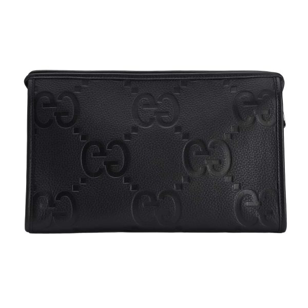 Gucci GG Jumbo Medium Pouch In Black Leather - Image 3