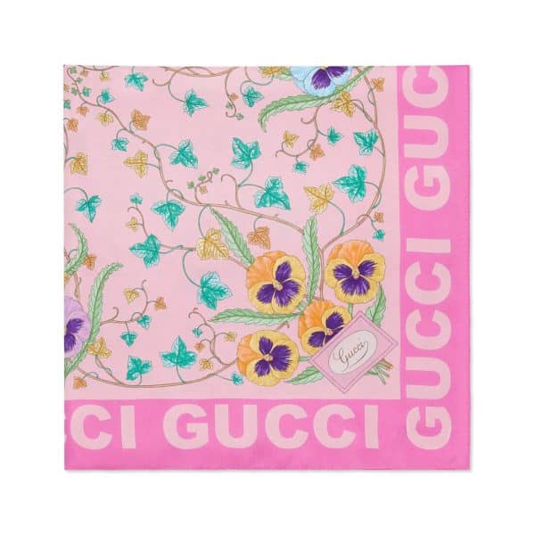 Gucci Floral Print Silk Scarf at Enigma Boutique