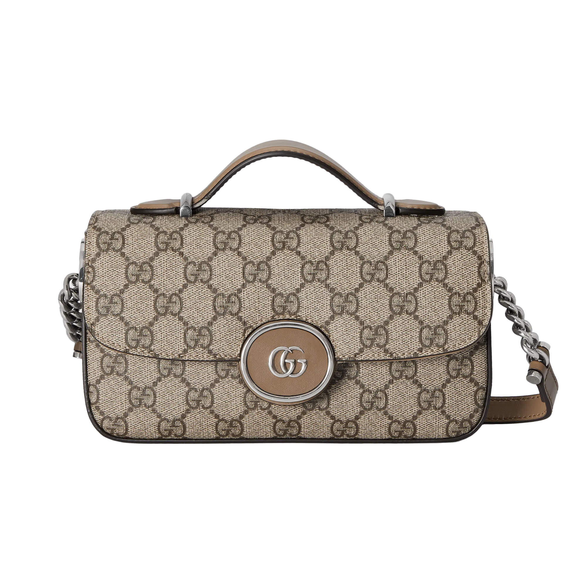 Gucci Supreme Gg Canvas Top Handle Bag In Beige,brown