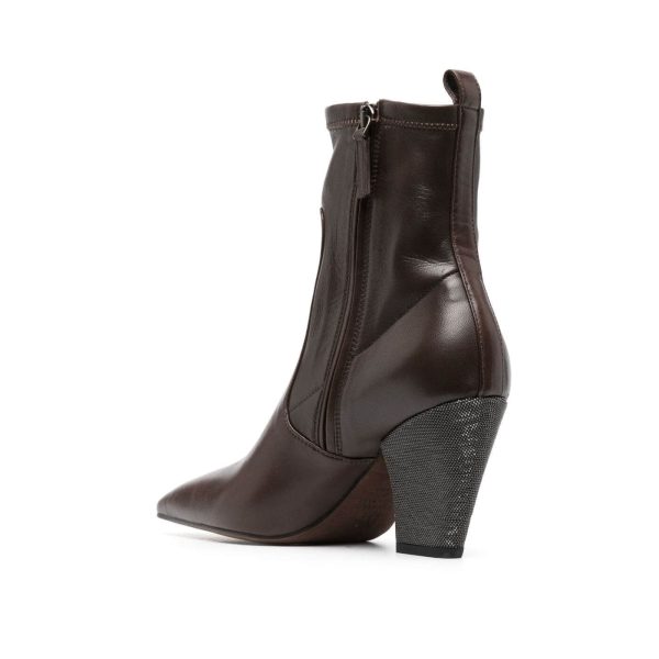 Brunello Cucinelli Leather Ankle Boots With Precious Heel at Enigma Boutique