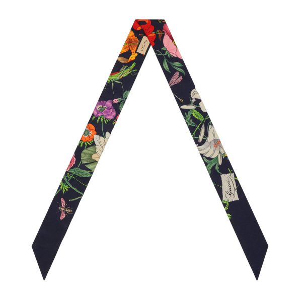 Gucci Flora Print Silk Neck Bow at Enigma Boutique