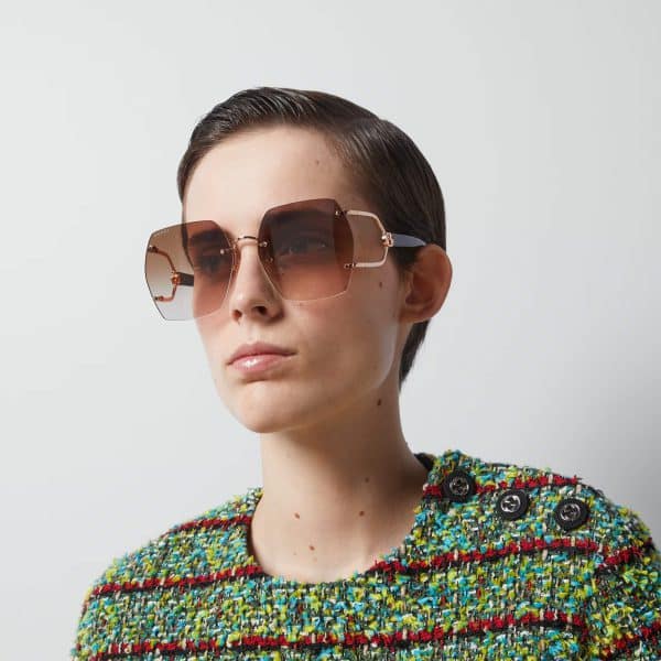 Gucci Geometric Frame Sunglasses at Enigma Boutique