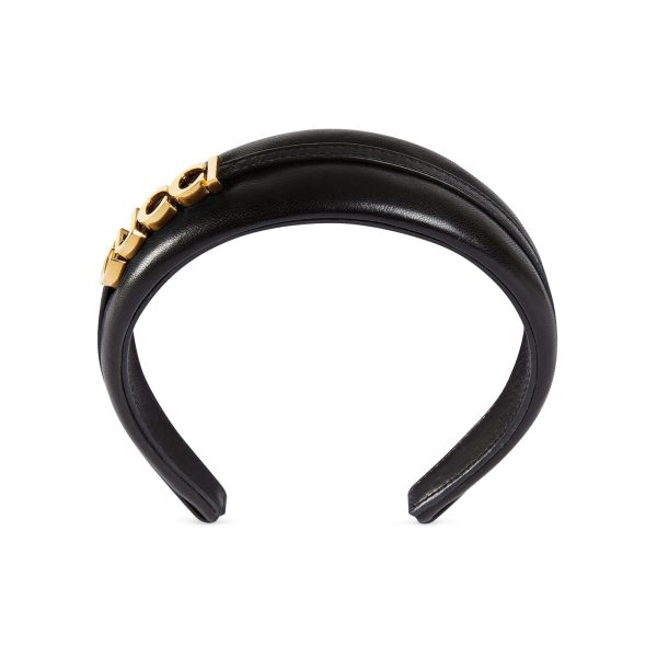 Gucci Leather Hairband With Gucci Detail at Enigma Boutique