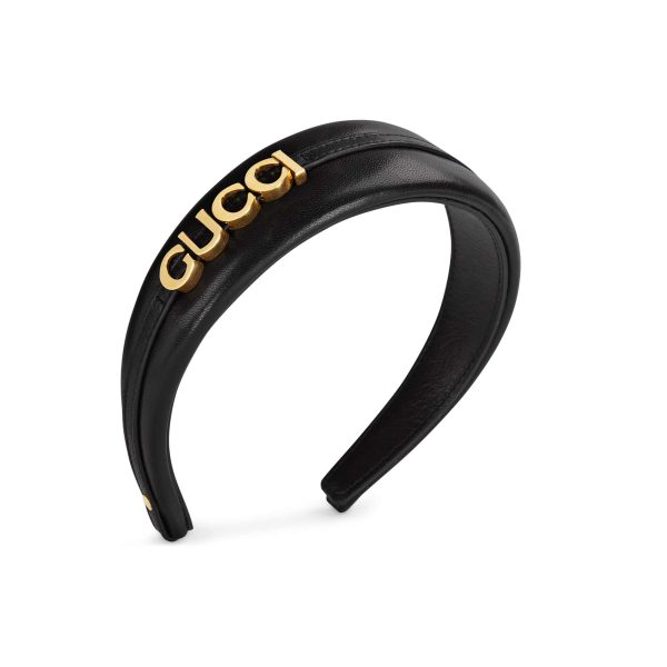 Gucci Leather Hairband With Gucci Detail at Enigma Boutique