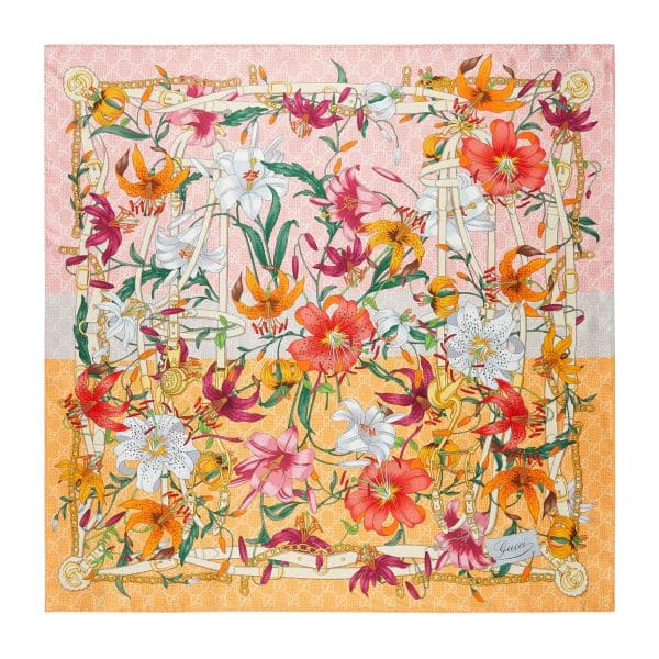 Gucci Silk Twill Flora Print Carré at Enigma Boutique