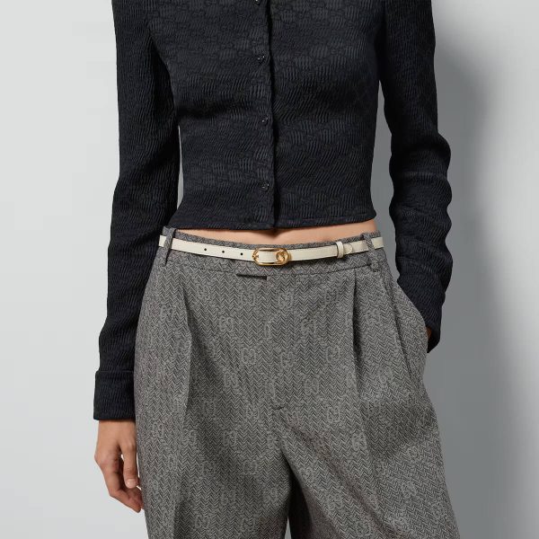 Gucci Thin Belt With Round Interlocking G - Image 3